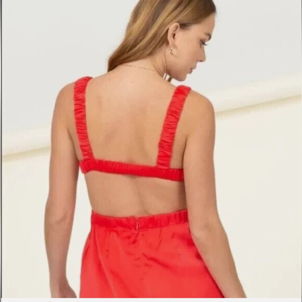 Zara Sleeveless Open Back Mini Dress in Coral Red - Size Medium